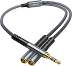 JOMLEY Headphone Splitter 3.3ft(1m), Audio Splitter 3.5mm 1 Male to 2 Female Adapter, Nylon-Braided 3.5mm Dual Headphone Jack Extension Cable for Headset, Smartphone, Tablet, Laptop