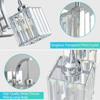 FDPBY Crystal Vanity Lights 3-Light Chrome Bathroom Vanity Lights Modern Crystal Bathroom Light Fixtures Over Mirror 23.62" Long Vanity Light for Bathroom