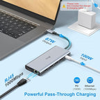 USB C Laptop Docking Station Dual Monitor HDMI for Dell/Lenovo/HP Laptop 14 in 1 USB C Hub Multiport Adapter Dongle Dock USB C to 2 HDMI 4K+DisplayPort+Ethernet+4USB+2USB C+100W PD Charger+SD/TF+Audio