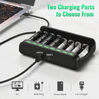 BONAI AA AAA Rechargeable Batteries Charger Set, 4 Pack 2800mAh AA and 4 Pack 1100mAh AAA NiMH Batteries with Smart Universal Battery Charger