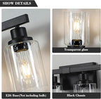 DIKAIDA 6-Light Black Vanity Lights 38'' Modern Bathroom Vanity Lighting Fixtures Above Mirror， Industrial Matte Bathroom Light Fixtures, Bath Wall Light Fixtures, Black Wall Sconces