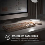 MOFII Wireless Keyboard and Mouse Combo, Full Size 2.4G Plug and Play Typewriter Retro Round Computer Keyboard and Mouse Set for Windows, Computer, Desktop, PC, Notebook - (Milk Tea Colorful)