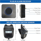Solar Wireless Driveway Alarm Outdoor Weather-Resistant Motion Sensor Detector Doorbell Chime, DIY Security Alert System (1 Sensor & 2 Doorbell)