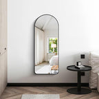 Arched Bathroom Mirror, 16"x48" Black Arched Mirror for Bathroom, Wall Mounted Mirror, Vanity Wall Mirror w/Metal Frame for Bedroom, Entryway, Living Room, Vertically Hanging