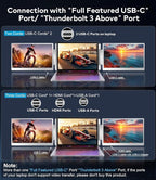 15.6" Laptop Screen Extender, Left Screen 360° Flip Triple Screen Monitor Extender, FHD 1080P IPS Portable Travel Monitor Display, fit for 12–18.5" Laptops, Compatible with Windows and MacBook-S10