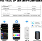 XXK DR04W WiFi SPI 5~24V RGB Controller - Designed for Addressable LED Strip Lights, Compatible with Alexa Google Home Siri Smart Life Tuya APP Control Work with RC03RF WR01RF 2.4G RF Remoter etc