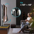 LLDEPLL Universal TV Stand Tabletop TV Mount with Power Outlet for 50-90 Inch OLED LED Monitors, 9 Levels Height Adjustment, Ambient Lighting on The Bottom Holds up to 150lbs, Black 600x400mm