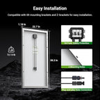 HQST 100W 12V Monocrystalline Solar Panel with Solar Connectors, High Efficiency Module PV Power for Battery Charging Boat, Caravan, RV and Any Other Off Grid Applications