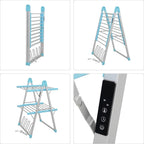 SHARNDY Electric Heated Clothes Drying Rack,Foldable Heated Garment Dryer with Timer Shut-Off Laundry Rack for Clothes Shoes Socks,Aluminum Alloy,Blue,Plug & Play,(39.37x25.98x23.82in)