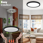 hykolity 18 Inch LED Round Flat Panel Light, Black, 32W, 3200lm, 3000K/4000K/5000K CCT Selectable, 120°Beam Angle, Dimmable Edge-Lit Flush Mount Ceiling Light Fixture - ETL Listed