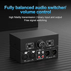 Y.D.F RCA and XLR Selector Switch Boxes, 2(1)-in-1(2)-Out RCA/XLR Speaker Switcher Selector, HiFi Balanced Stereo Audio Switcher/Converter Premium Selector Splitter Box with Volume Controller