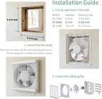 SAILFLO 8 Inch Window Shutter Exhaust Fan, 9.5 x 9.5 Inch Cutout, 300CFM 30W Wall-Mounted Ventilation Fan Air Intake Extractor for Bathroom Home Bedroom Attic, φ8 Inch Impeller