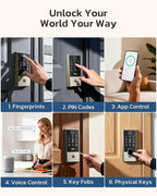 TCL D2 Plus Fingerprint Smart Lock, Wi-Fi Keyless Entry Door Lock, IP55 Weatherproof, Built-in Doorbell, Auto Lock, Easy Install, Brushed Nickel