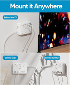 Kakyanill 100W Charging Station, 6 AC Outlets 8 USB Power Strip with 2000J Surge Protector, 5ft Flat Plug Extension Cord, Compact for Desk Home Office Dorm, White