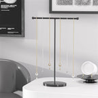 Justsoso Metal T-Bar Necklace Holder Stand, Necklace Hanging Display Stand, Tabletop Jewelry Organizer Stand for Necklace Bracelet Earring Display (Black With Solid Acrylic Base)