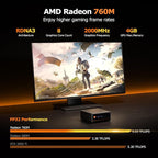 PELADN WO4 Gaming Mini PC 7640HS(Beats Ryzen7 6850H/7735HS) 32GB Dual DDR5, 1TB Dual SSD - AMD Ryzen 5 7640HS Mini Computer with Dual Type-C USB4.0 & Dual LAN, WiFi6, BT5.2