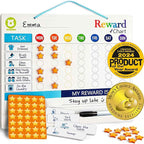 QUOKKA Magnetic Behavior Chore Chart for Kids at Home - Gift Reward Visual Schedule Chart - Dry and Erase Routine and Responsibility - Use 48 Magnets & 49 Stars - from Toddlers to Teens