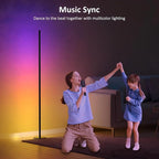 Corner Floor Lamp 2 Pack, 55" Minimalist Standing Lamp with Remote Control, Music Sync 16 Million Colors, Warm White Ambient Lighting, Color Changing LED Corner Lamp for Living Room Bedroom Gaming