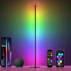 Corner Floor Lamp Compatible with Alexa, Smart LED Corner Lamp 55", APP & Remote Control with Music Sync, 16 Million Colors & Timer, Color Changing Ambient Lighting for Living Room Bedroom Game Room