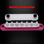 7 x M6 (1/4") Studs Power Distribution Block Bus Bar 12V, Ampper 5.9" HD 150A Marine BusBar Battery Distribution Block W/Cover for Car Boat Solar (Red)
