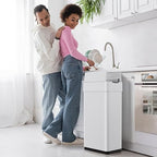 Arlopu 21.1 Gal Automatic Trash Can, 80L Stainless Steel Motion Sensor Garbage Bin, Touchless Brushed Wastebasket, W/Butterfly, Soft-Close Lid, for Living, Dinning Room, Kitchen (White)
