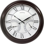 FOUNTAIN DESIGNS 24" Jameson in/Outdoor Lighted Clock, Self-Illuminated, Waterproof, 3 in 1 Weather Station (Thermometer & Hygrometer), Metal Clock, Oil Rubbed Bronze Finish(Night Light)