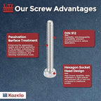 Kozelo 50pcs Socket Head Cap Screws - [M1.6-0.35 x 16mm] 304 Stainless Steel Allen Socket Drive for Electrical Motor 3D Printing Fan Engine Replacement Use, Silver