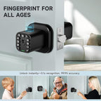 Richelock Fingerprint Door knob, Smart Biometric Door Lock with Keypad, Keyless Entry Code Door Knob, Waterproof & Weatherproof, Auto Lock,Voice Navigation, for Bedroom, Gate,Office -Matte Black
