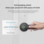 GEKRONE Fingerprint Smart Lever Lock TUYA APP Control Keyless Entry Bluetooth Touchscreen Indoor Handle Biometric Electronic Digital Door Knob with Keypad Suitable for Hotel Office Apartment Bedroom