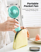 coldSky Portable Handheld Fan, 4000mAh Battery Operated Fan with LED Display, Handheld/Neck/Desk 3 in 1 Personal Small Fans, 90° Foldable Desk Fan with Base, 5 Speed Makeup Lash Fan for Women Green
