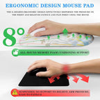 Mouse Pad Wrist Wrist Rest, Comfortable Memory Foam Wrist Rest, Non-Slip PU Base, Ergonomic Wrist Support and Arm Rests for Gaming, Office, Computer Use, Relieve Typing Pain (Fresh Leaves)