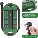 CCCEI Outdoor Power Strip Weatherproof with 8 Plug, Waterproof Extension Cord with Multiple Outlets, Christmas Exterior Garden Yard Surge Protector 25FT, Green.