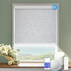 COOLWINDS Motorized Blinds with Remote Cordless Automatic Motorized Shades Custom Blinds for Windows Smart Curtains Compatible with Alexa Google Home(Blackout Jacquard Grey,W60 x H72in)