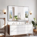 CILIBER Beveled Mirror, 55x36 Large Bathroom Mirrors for Over Sink, Lightweight Design Beveled Frameless Vanity Mirror Wall Mounted, Crystal-Clear 3mm Tempered Glass, Horizontally or Vertically