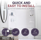 White Polystyrene Tub Wall Surround 32"x 60"x 58" - Waterproof, Easy-to-Install, Two Shelf Units Kit Included - Bathtub Wall Surround Panels - Plain Pattern, Basic Shelves - Noah William Home
