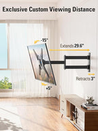 Mounting Dream Long Arm TV Wall Mount for Most 26-65 Inch TVs, 30 Inch Long Extension TV Mount Swivel and Tilt, Full Motion Wall Mount TV Bracket Fit Max VESA 400x400mm,Up to 99 lbs, MD2286-M