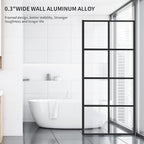 Shower Door Single Panel, Framed Tempered Glass Shower Door 34 * 76 Inch for Walk-in Bathroom, Clear Glass Shower Screen with Matte Black Finish