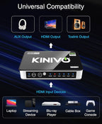Kinivo HDMI Switch with Audio Extractor 560BNT (5 in 1 Out Hub, Toslink Optical Audio Port, SPDIF, 4K 60Hz Switcher, 18Gbps, IR Remote) - Compatible with Gaming Console, Cable TV, PC, Dolby Digital