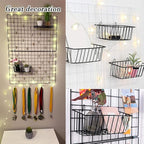 Gddochn 3 Pack Grid Panel Hanging Wire Basket, Storage and Display Basket for Wall, Kitchen, Home Decor Supplies, Potted Plants, Black