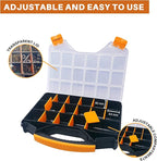 Massca Hardware Organizer box with dividers - 18 Compartments Small Parts Organizer with Accessible Hinged Lid - Durable Plastic Screw Organizer Store Nuts, Bolts, Screws, Nails, & Small Hardware