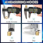 Simhevn Digital Caliper Measuring Tool,with Large LCD Screen, Easy Switch Inch/MM/Fraction,6inch/150mm Stainlee Steel Caliper and 8inch/200mm Stainlee Steel Ruler for DIY/Household