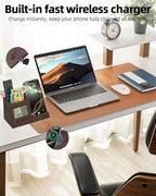 Multifunctional Pen Holder and Organizer for Desk with Wireless Charger, Digital Indoor Thermometer and Humidity Gauge, Home Office Organizers and Storage (Battery Included)