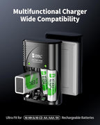 EBL 4-Bay Battery Charger for AA & AAA Rechargeable Batteries with Rechargeable AA NiMh Batteries, 4 Count, Battery Charger with Foldable Wall Plug