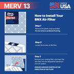 BNX TruFilter 16x20x1 Air Filter MERV 13 (6-Pack) - MADE IN USA - Electrostatic Pleated Air Conditioner HVAC AC Furnace Filters for Allergies, Pollen, Mold, Bacteria, Smoke, Allergen, MPR 1900 FPR 10