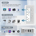 220V to 110V Voltage Converter, 2000W Adapter US to Europe International Travel, Mapambo Universal Voltage Converter (Gray)