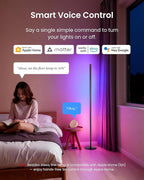 SwitchBot Smart Floor Lamp RGBICWW Voice/App Controlled Works with Alexa, Apple Home & Google, Matter, Warm & Cool White, 1200lm Music Sync, Lamp for Living Room for Bedroom — Christmas/Holiday décor