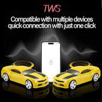 WSTER Sports Car Model Bluetooth Speaker with Stereo Sound, TWS Pairing, LED Party Lights, USB/TF Playback, Movable Wheels, Unique Retro Car Gifts (Yellow)