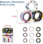 9Pcs Magnetic Rings Fidget Toys for Adults and Kids,Fidget Spinner Rings for Anxiety Relief Therapy Toys for Boy and Girl Ages 8-13,Teens Gift for Teen Party Favors Stocking Stuffers
