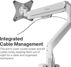 Pixio PS1S Wave White Single Monitor Arm Stand Desk Mount - Fits up to 32 inches Monitors and up to 19.8lbs. VESA Compatibility and Integrated Cable Management
