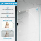 Shower Glass Panel, 36" W x 76" H Fixed Shower Screen Panel with 3/8"(10mm) SGCC Clear Tempered Glass, Frameless Walk in Shower Door for Bathroom (Matte Black, 36" W x 76" H)